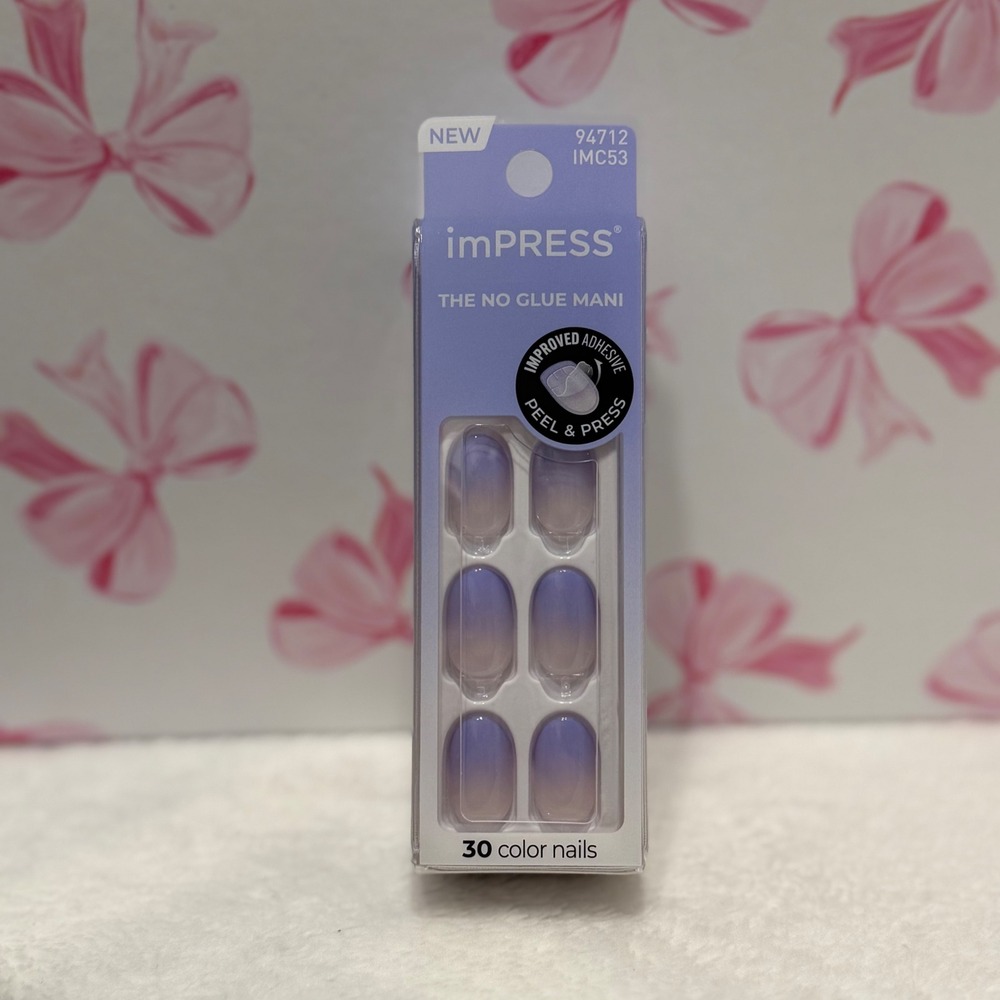 KISS imPRESS Press-On Manicure Purple Ombre Short Nails 30ct New